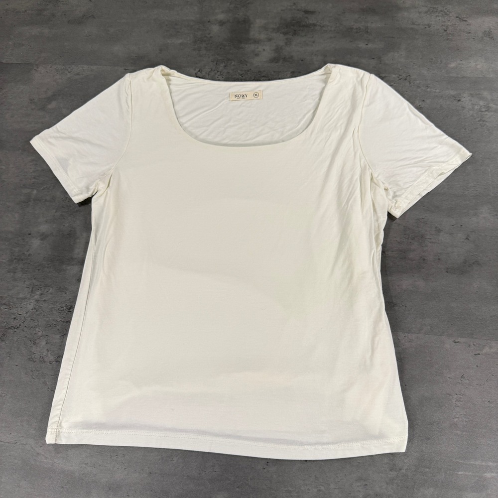 Sozy LISA Top T-Shirt Womens XL Off-White Scoop Neck Modal Spandex Double Layer